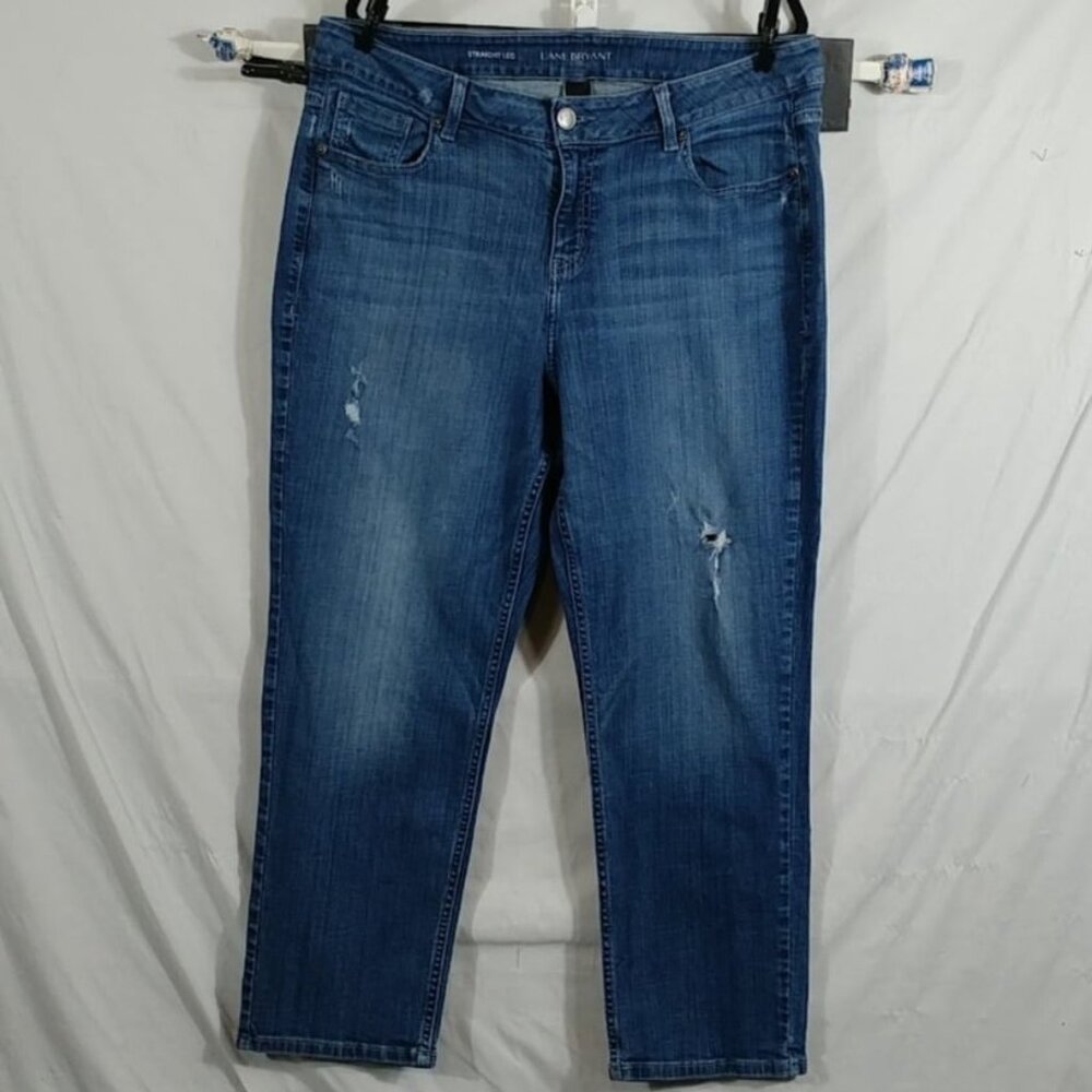 Lane Bryant Women's Dark Blue Straight Leg Jeans Plus Size 18 Short